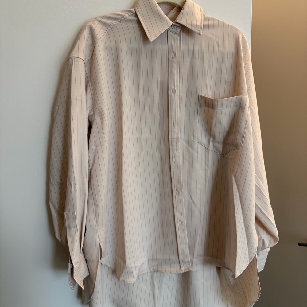 The Frankie Shop Cream Pinstripe Shirt